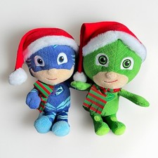 PJ Masks 10" Plush Stuffed Toy Lot Of 2 Catboy Gekko Holiday Collectable Rare