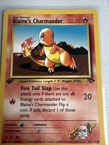 Blaine’s Charmander 1st Edition Gym Challenge 60/132 WOTC Vintage Pokemon MINT - Picture 2 of 11