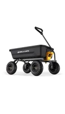 GORILLA Garden Cart 4-Cu-Ft Poly Bed Zero-Turn Steering w/600-Lb Weight Capacity