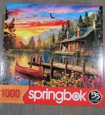 Springbok CABIN EVENING SUNSET 1000 piece puzzle autumn fall, Complete COMPLETE