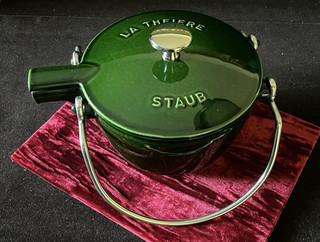 Staub La Theiere French Cast Iron Teapot France Enamel Vintage Emerald GREEN