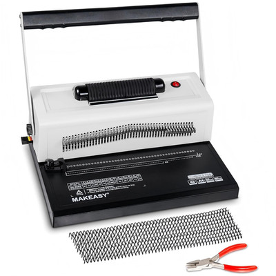 MAKEASY Spiral Coil Binding Machine with 46 Fully Disengaging Pins - 4:1 Pitch -