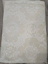 VTG Ivory Damask Brocade Upholstery Drapery Fabric 4yds X 47" Floral Medallion