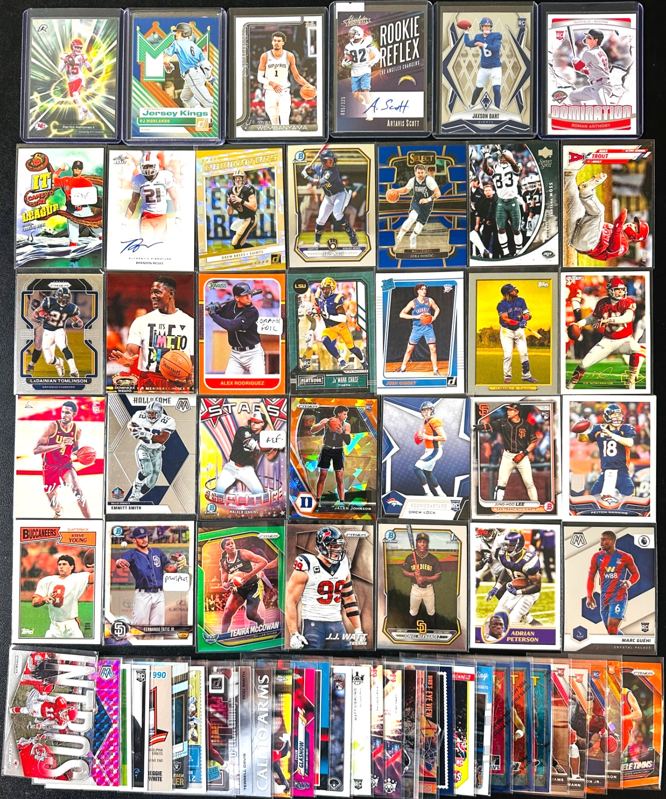 HUGE Sports CARD LOT! Jersey AUTO RC SP PRIZM Victor Wembanyama, Mahomes, Luka!