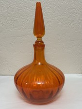 HTF Vintage 1970s Pilgrim Glass #26 Orange Decanter W/Stopper