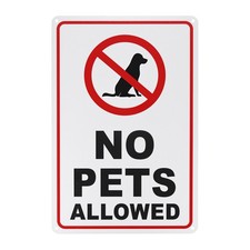 1-Pack No Pets Allowed Sign, 14" No Dog Sign for Garden/Pool Black on White 