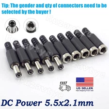 5~50pcs DC Power Plug Adapter Male Female Socket Jack Cable Connectors 5.5x2.1mm
