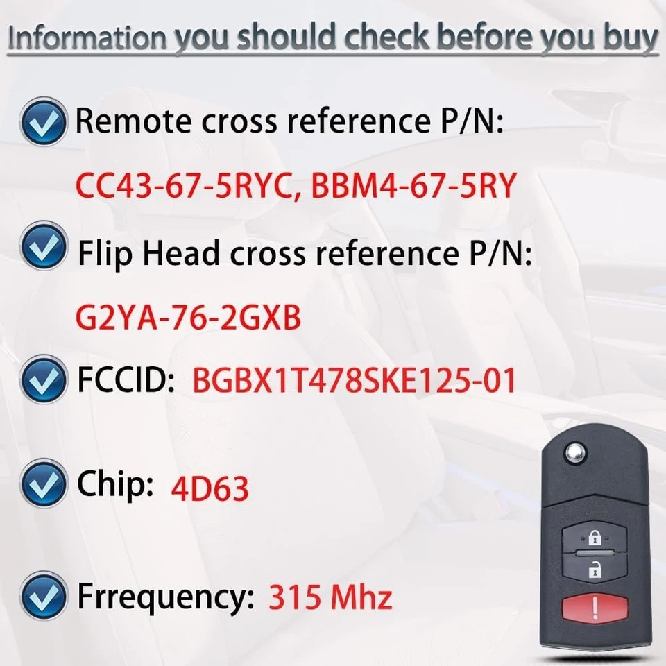 Llavero de entrada sin llave compatible con Mazda 2006-2015 5/2011-2015 Mazda 2 3/2007-2013 Foto 2 de 4