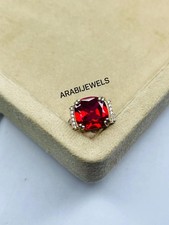 Vintage Cushion Cut Ruby Ring 925 Sterling Silver Engagement Ring.