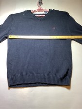 Chaps Men's Navy Blue V Neck Pullover Long Sleeve All Cotton Sweater Size L