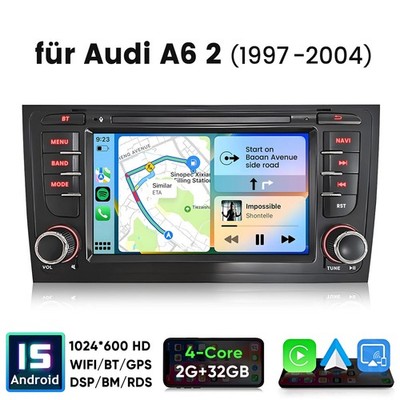 Android Radio Carplay Navi Bluetooth GPS RDS Für Audi A6 C5 1997- 2004 2+32GB