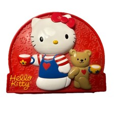 Hello Kitty Red Case Flat Semi Circle Hard Plastic Craft Bead Case W/ Beads Y2K