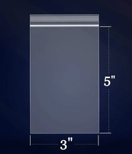 10 Pack. 3 X 5 Zip Lock Poly Resealable Clear Plastic Bags. Small/Mini.