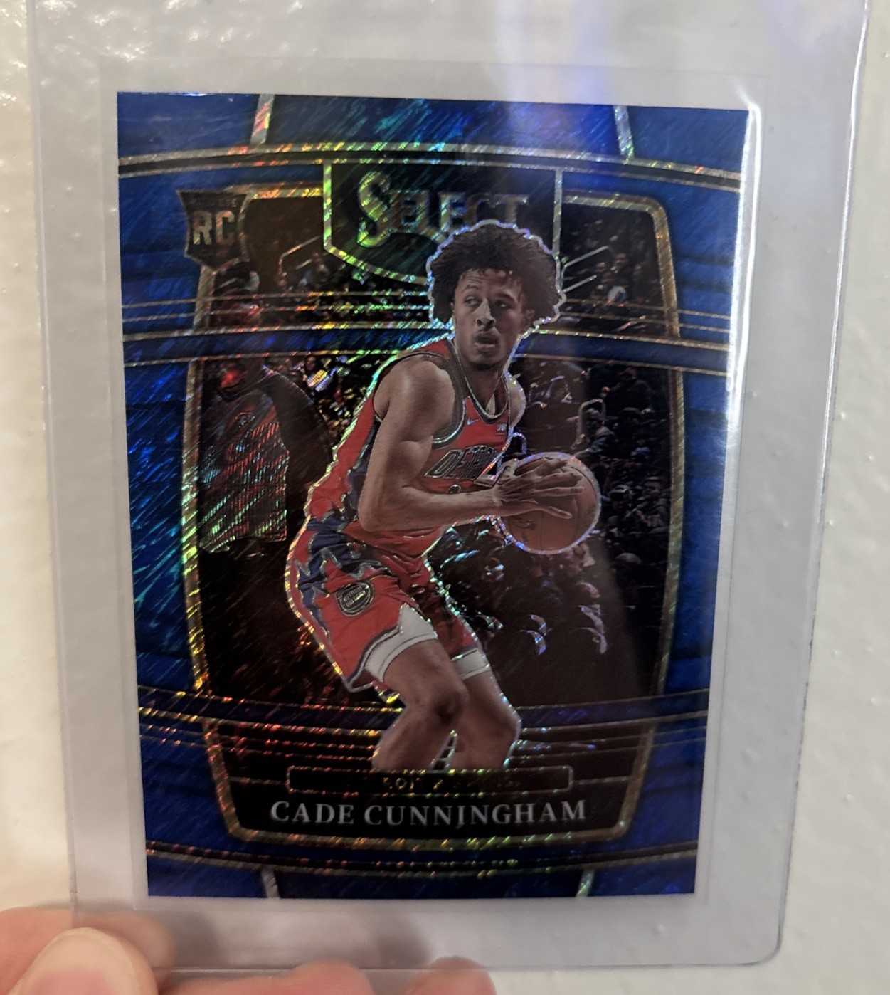 2021-22 Panini Select Cade Cunningham Rookie Card RC Blue Shimmer Prizm #11