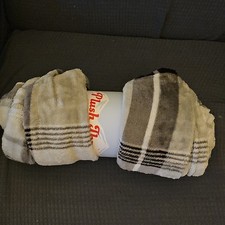 Plush Gray  White Plaid Throw Blanket, Soft Cozy Throw, 50 x 60 in