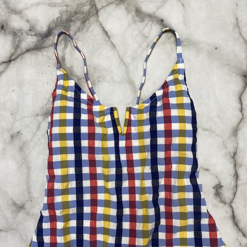 Jessica Simpson Texture Plaid Cross-Back V Wire One Piece Swimsuit S Small New - 第 3/5 張圖片
