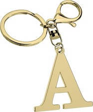 Stainless Steel Gold Letter A-Z Keychain for Women Men, Initial Letter Pendant w
