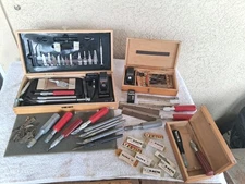 3 Vintage X-Acto USA Wood Working Kits & Lots Of Extra Blades & Knives