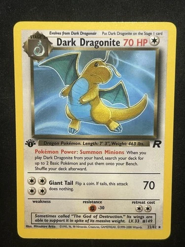 Dark Dragonite 22/82 Rare Team Rocket Pokemon 1st Edition NM