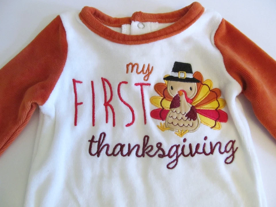 Traje de pavo primer acción de gracias para bebé niño 3 meses Mono con patas de terciopelo suave Foto 2 de 4