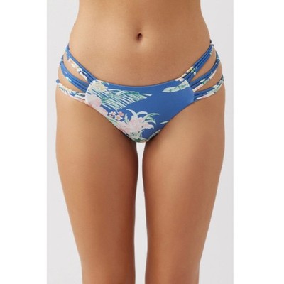 O'Neill Women's Classic Blue Tulum Tropical Boulders Strappy Full Bottoms Size M