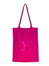 lot of 2 GWP Valentino Hot Pink Recycled Plastic Canvas Tote Bag