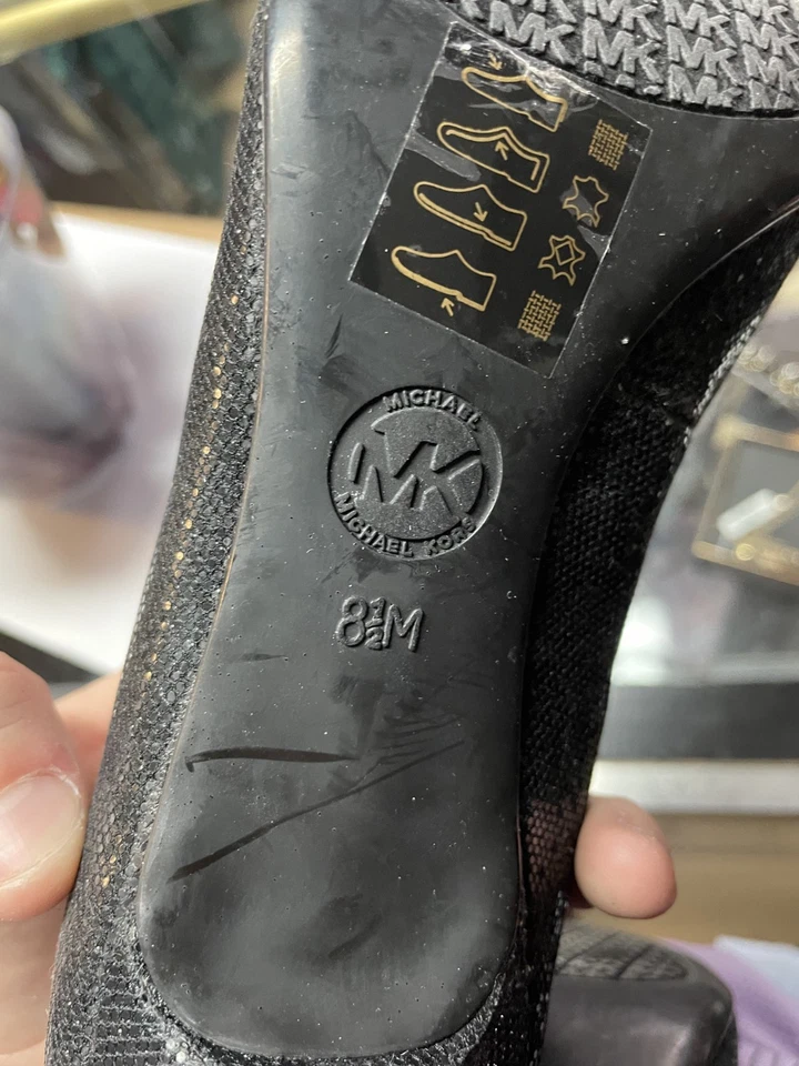 Michael Kors Black Shimmer Pointed Toe Ladies Kitten Heels - Size 8.5 - Image 4 of 4