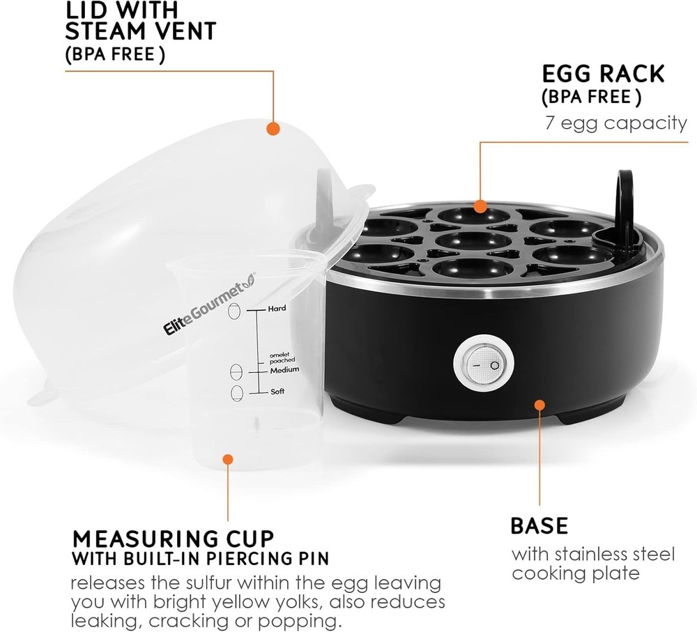 EGC115B Easy Egg Cooker Electric 7-Egg Capacity Soft Medium Hard-Boiled Egg... EGC115B Easy Egg Cooker Electric 7-Egg Capacity Soft Medium Hard-Boiled Egg...