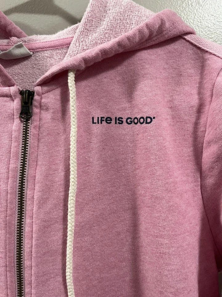 Sudadera con capucha Life Is Good Simply True French Terry cremallera frontal completa para mujer, mediana Foto 3 de 4