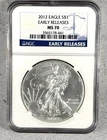 2012 American Silver Eagle NGC MS70 Early Releases Blue Label