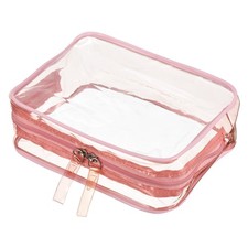 6.7"x2.4"x4.7" Clear PVC Travel Toiletry Bag Makeup Bags Cosmetic Pouch Pink