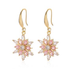Cherry Flower Dangle Earrings for Women Retro Blossom Drop Dangling Hook Stud Vi