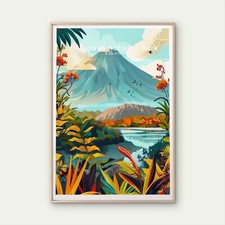 Volcanoes National Park Hawaii & Beach  Travel Poster Choose Your Size