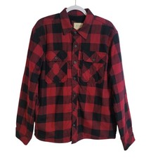 Boston Traders Sherpa Lined Buffalo Plaid Shacket Me's Large L Red Black Classic