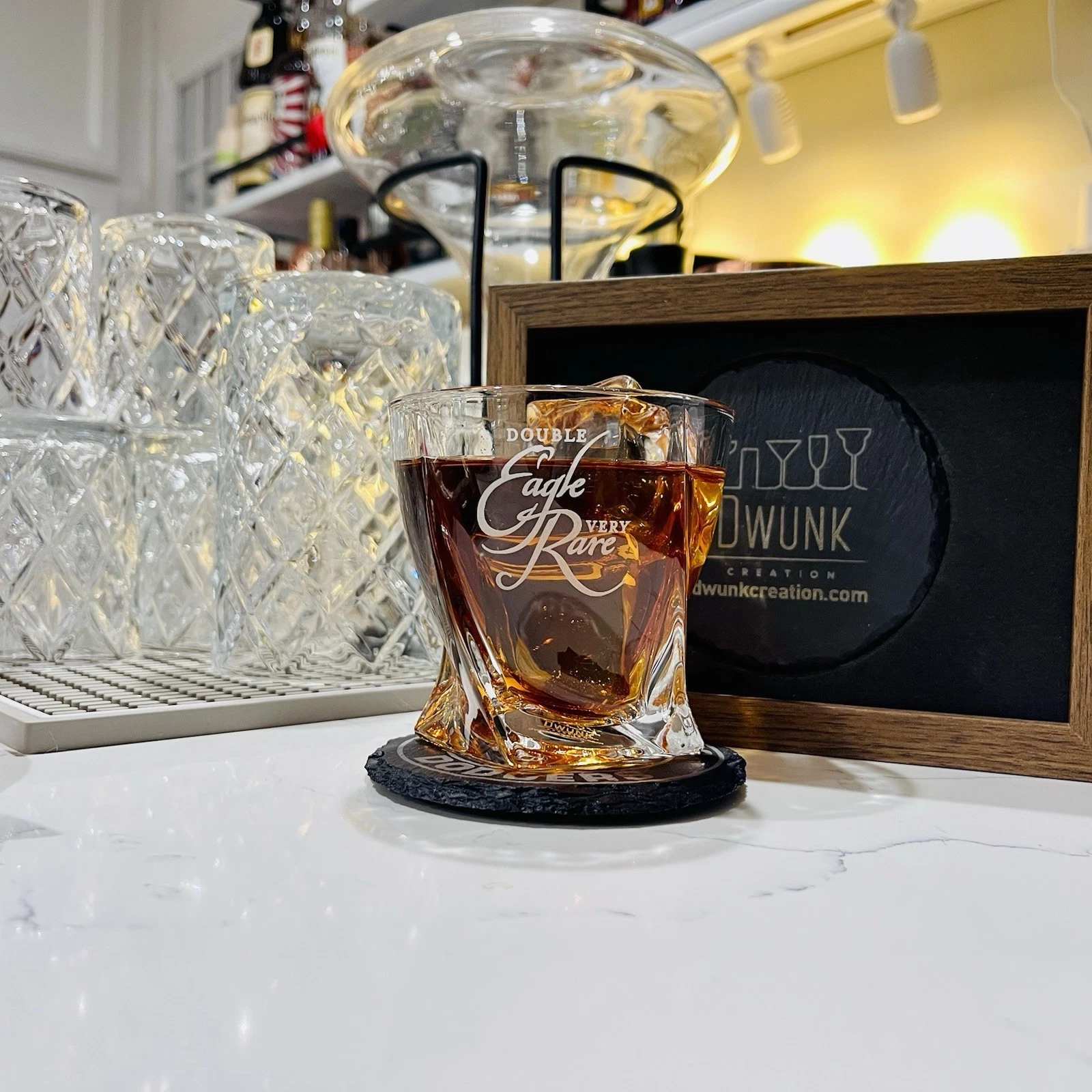 Engraved Eagle Rare Double Eagle Twisted Whiskey Glass