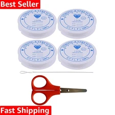 Amaney 4 Roll 0.8mm Elastic String Set with Needles & Scissors for Crafting