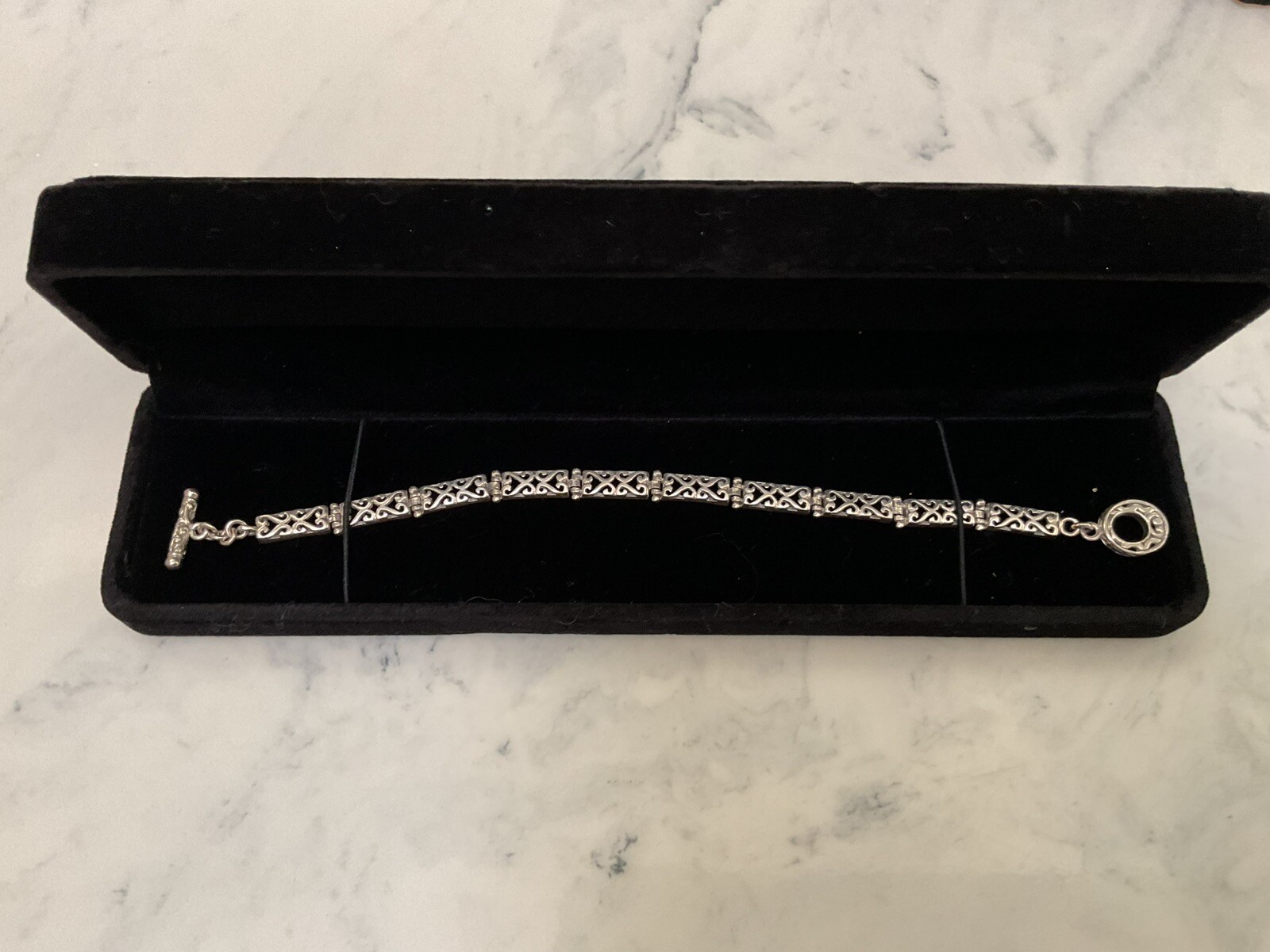 Stamped 925 Scroll Filigree Toggle Closure Sterli… - image 1