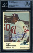 Andy Robustelli Beckett BAS Signed 1961 Fleer Autograph