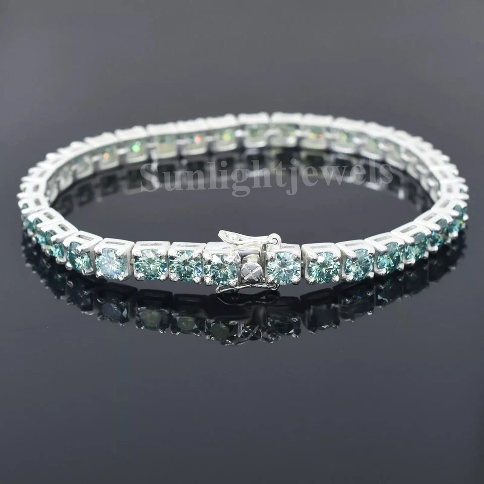 Certified 5mm Blue Diamond Tennis Bracelet-Great Shine & Luster - Image 3 of 4