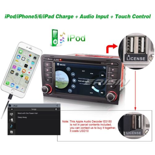 Autoradio Stereo DAB+GPS Navi Bluetooth DVD Canbus SWC AUDI A3 S3 RS3 RNSE-PU - Bild 3 von 12