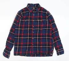 zansty Mens Blue Check Cotton Blend Polo Size S Collared Button