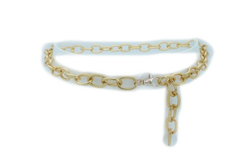 Women Gold Metal Chunky Oval Chain Fashion High Waist Hip Belt Hip Waist XS S M - Picture 4 of 12