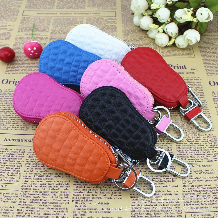 Genuine Leather Car Key Case Wallet Key Holder Small Pouch Pocket