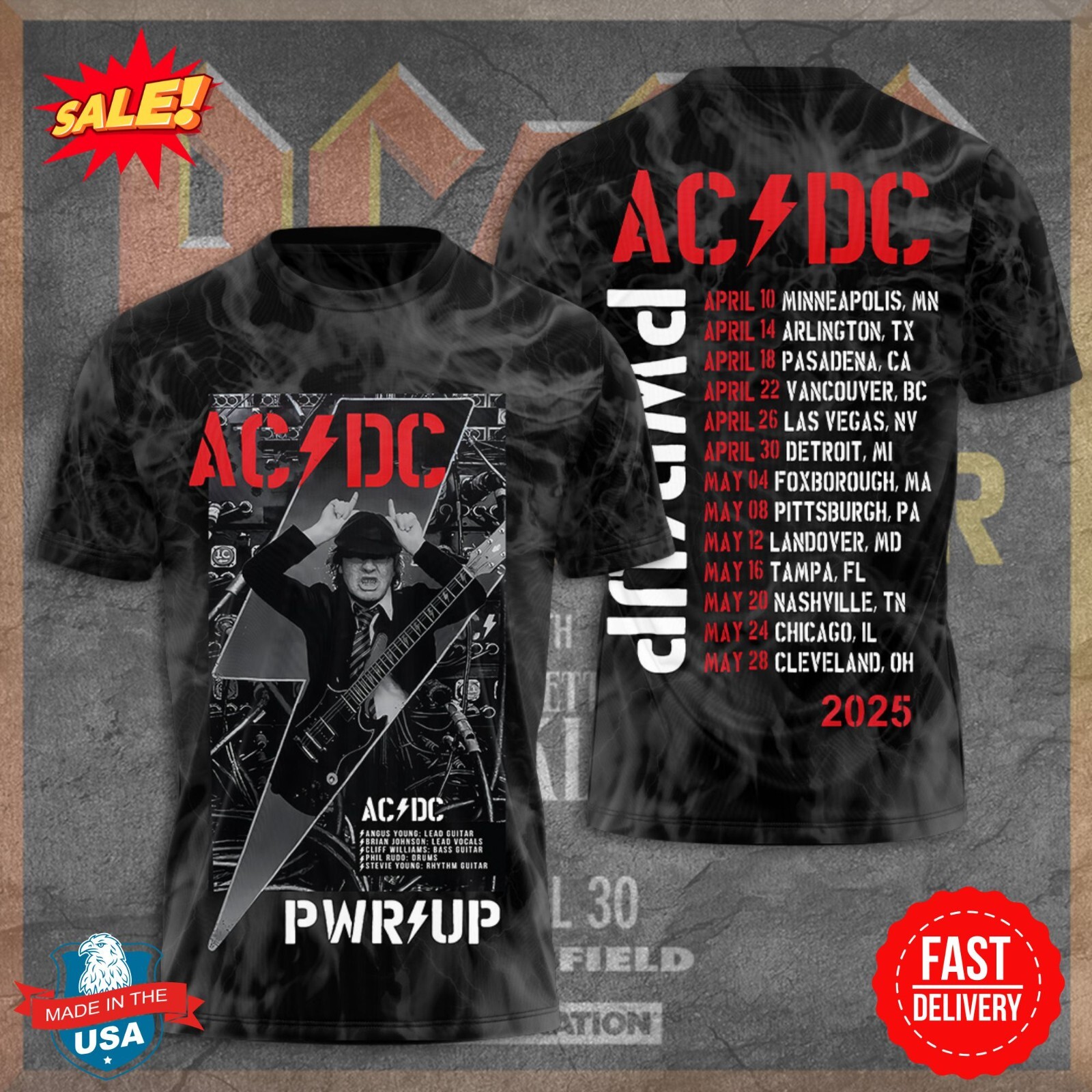 2025 Tour AC/DC 3D Shirt