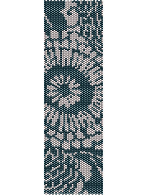 Blue Flower Peyote Cuff Beaded Bracelet Pattern by Karen Zumbrun
