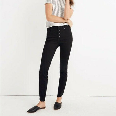 Skinny Jeans Tulip Hem Button Front 