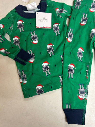 NWT HANNA ANDERSSON SANTA ROBOT ORGANIC COTTON LONG JOHNS PAJAMAS 80 18 24 MS - Picture 3 of 4