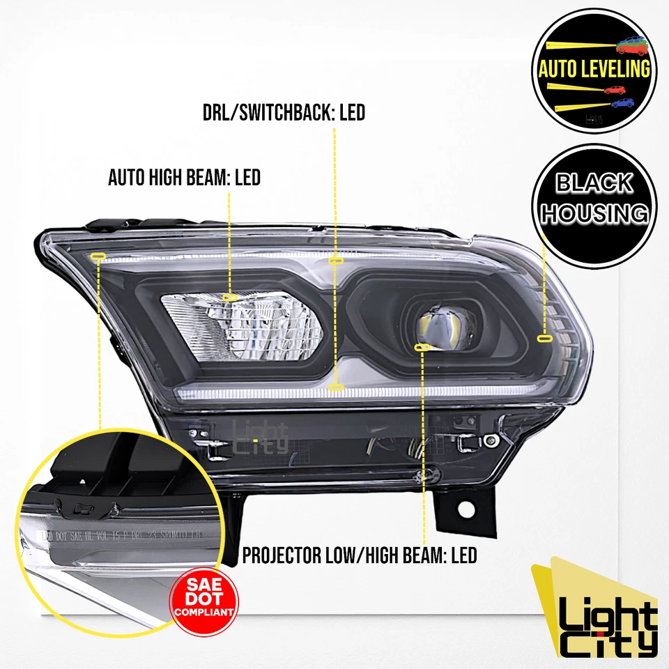 [LED COMPLETO con AFS] Para Dodge Durango 2021-24 Bisel Negro Faro Conductor LH Foto 2 de 4