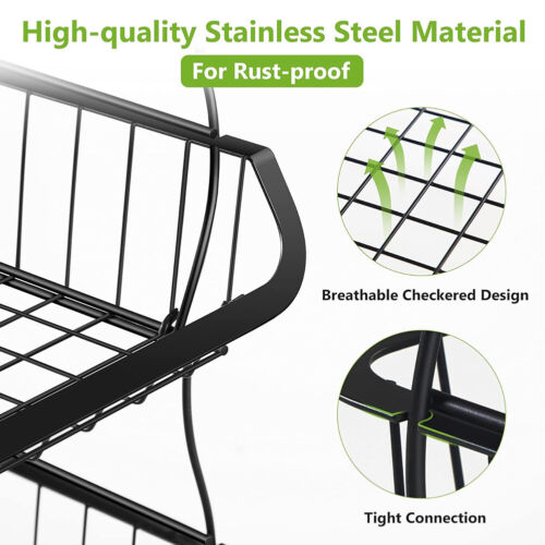 STORAGE STACKING WIRE BASKET STACKABLE SHELVES VEGETABLE FOOD KITCHEN RACK WHEEL - Picture 17 of 43
