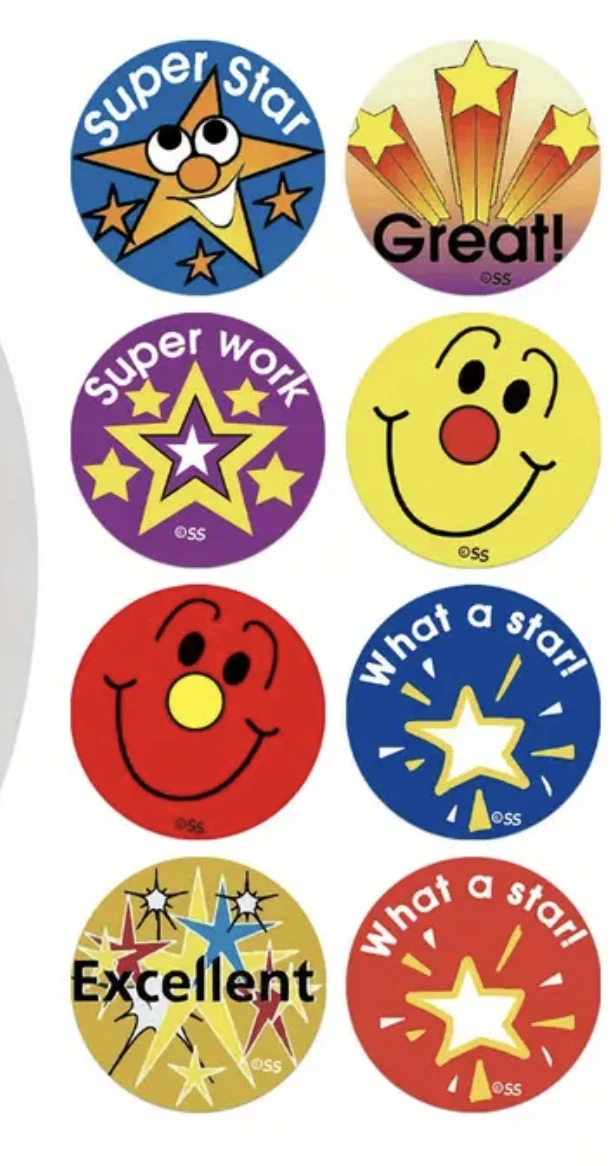 Positive Reward Encouragement Stickers 2.5cm 50/100pc Teacher Kids Award Merit